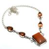 Orange Aventurine Morganite Gemstone 925 Silver Plated Jewelry Necklace 18"