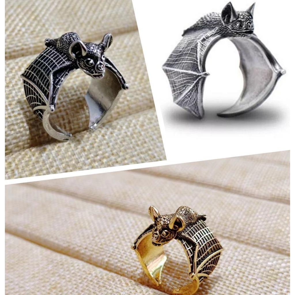 1 шт. Женское и мужское винтажное кольцо с изображением летучей мыши и животных, регулируемое кольцо на Хэллоуин