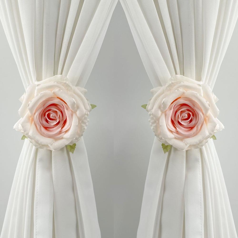 Realistic Rose Curtain Clips Exquisite Curtain Straps Clips Curtain Tape Dormitory