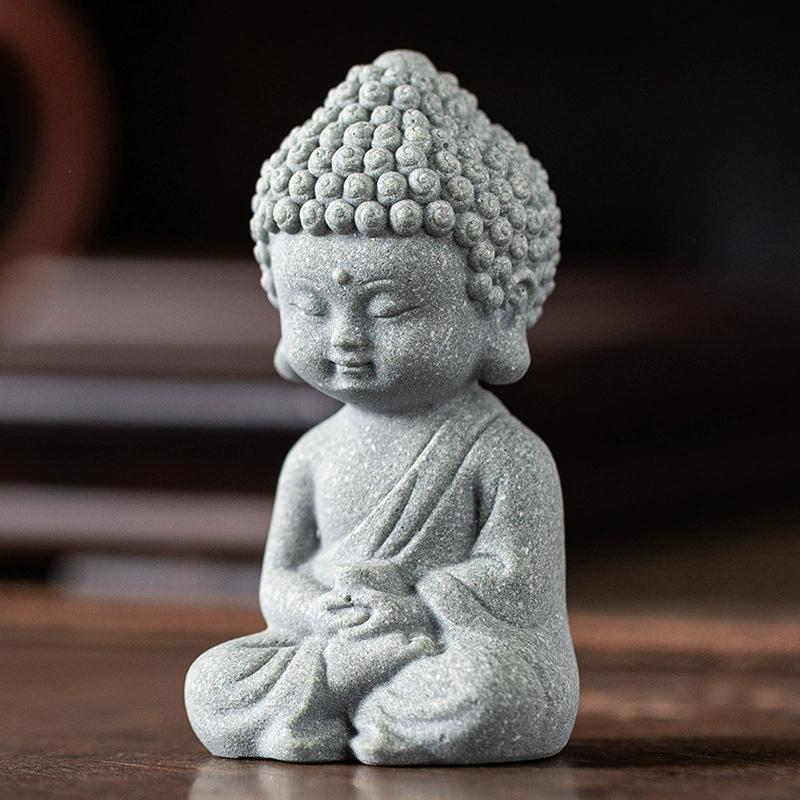Статуя Будды в китайском стиле, милые фигурки маленьких монахов, ландшафтный дизайн с мхом для аквариума, дзен, восточная эстетика, украшение для сада