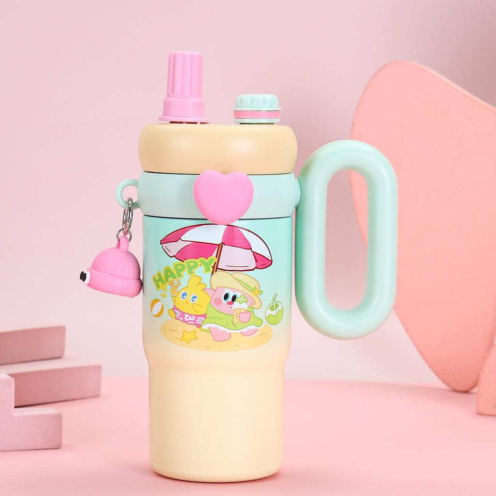 Новая термокружка с мультяшной фигуркой из нержавеющей стали для девочек, большая емкость, соломенная кружка, высокий уровень внешнего вида, ледяная кружка Bully