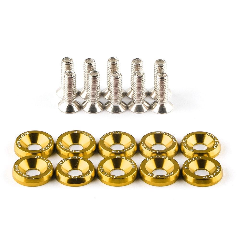 Universal 20Pcs M6 * 20mm JDM Bumper Fender Washer Kit Engine Bay Dress Up Bolts Fasteners Aluminum Concave Hex Screws