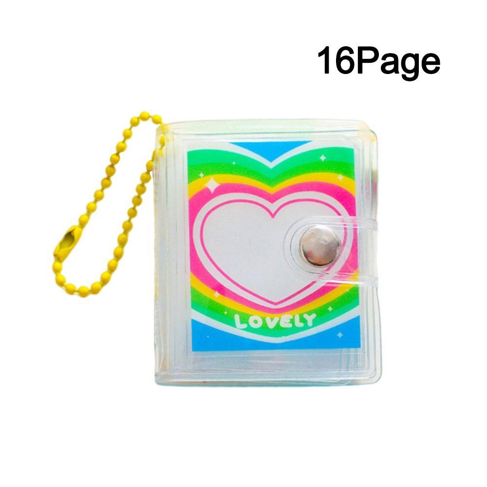 2 Inch Mini Photo Album Snap Button Design Backpack Keyring Photo Card Holder Portable Name Card Book Cartoon Transparent Album