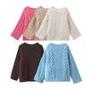 Women'S Crew Neck Flared Sleeve Knitted Loose Sweater