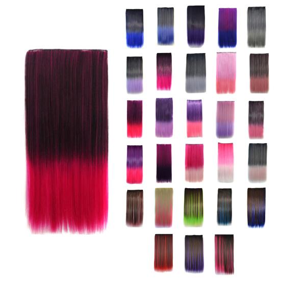 Colorful Straight Hair Extensions Rainbow Multi-Color Clip In Synthetic Long Hairpiece Party Highlights Clip In Hair Extensions