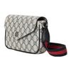 Gucci Ophidia Сумка-кроссбоди мини с логотипом Double G, застежкой на кнопку, канва и кожаная отделка, женские сумки, бежево-синий 764961-FACU3-4047