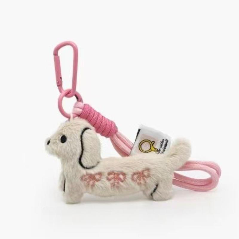 Cute Dachshund Dog Plush Keychain Cartoon Puppy Stuffed Pendant Bag Hanging Daily Decor Gift Accessories