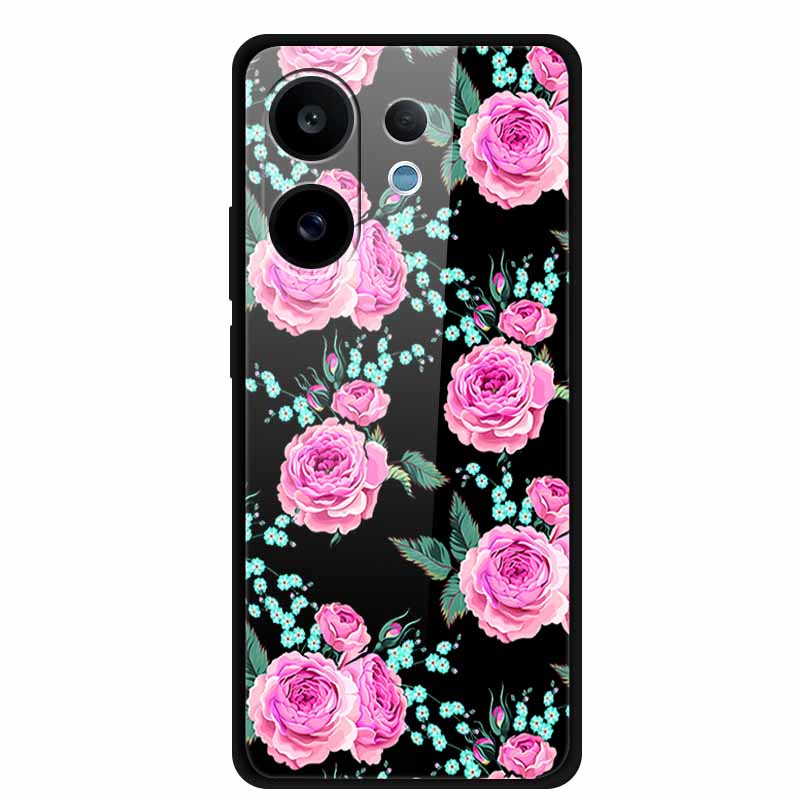 Tempered Glass Case For Vivo V60 2025 Phone Case 6.77" Cartoon Cats Hard Back Cover Soft Bumper For Vivo V60 5G Case V 60 Fundas