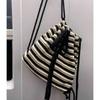 Striped Commuter Belt One Shoulder Versatile Fashion Women Knitted Black and White Striped Backpack for Women