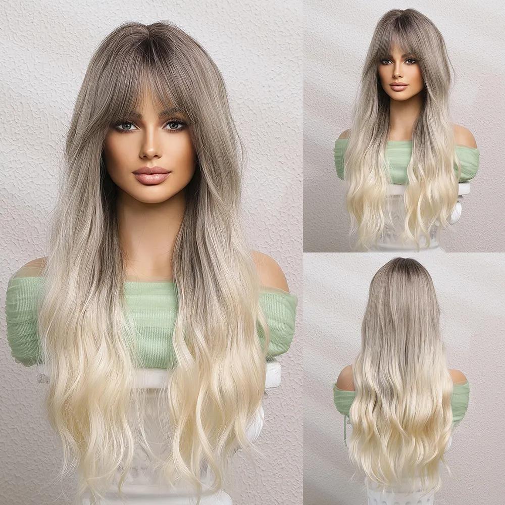 Long Straight Wig with Bangs Orange Iron Red Ginger Synthetic Wigs Daily Party Cosplay Wig for Women Heat Resistant Fiber Hair