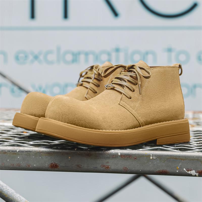 Модные мужские рабочие ботинки из натуральной кожи в британском стиле для инструментальных работ, зимняя платформа, короткая плюшевая обувь, уличная противоскользящая рабочая обувь