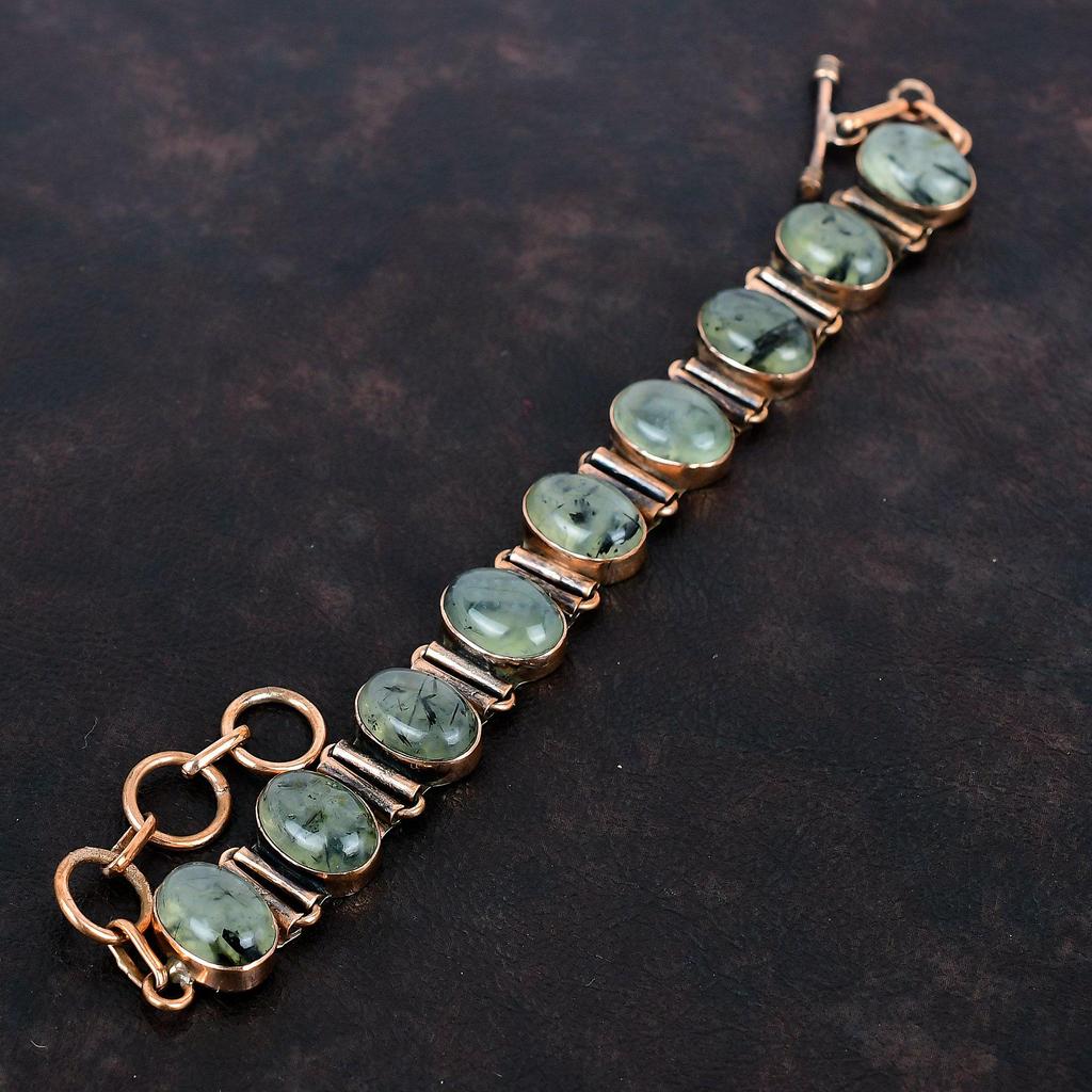 Браслет из мохового пренита, медный браслет, браслет с регулируемой цепочкой, украшения ручной работы, браслет из натурального камня, медные украшения, подарки на помолвку