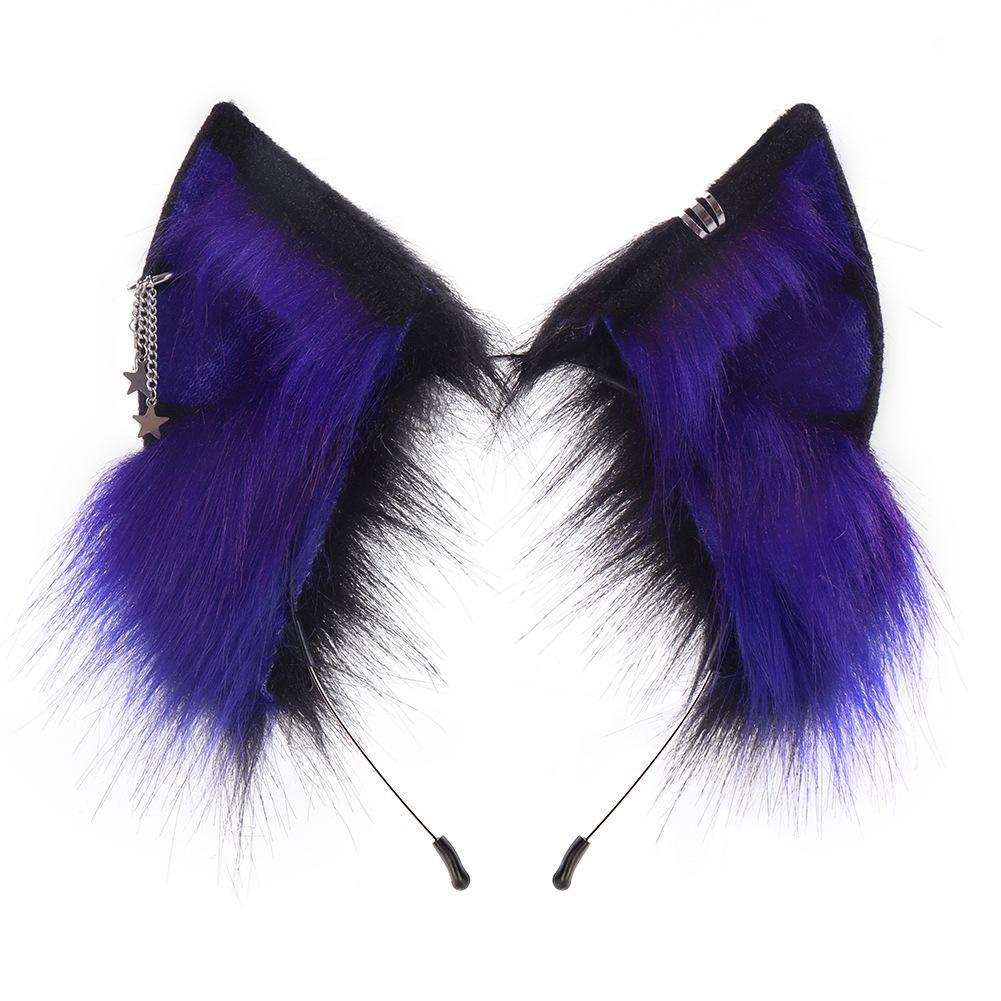 New Halloween handmade animal ear headband cosplay Plush, realistic fox ear headband for cosplay events and live streams