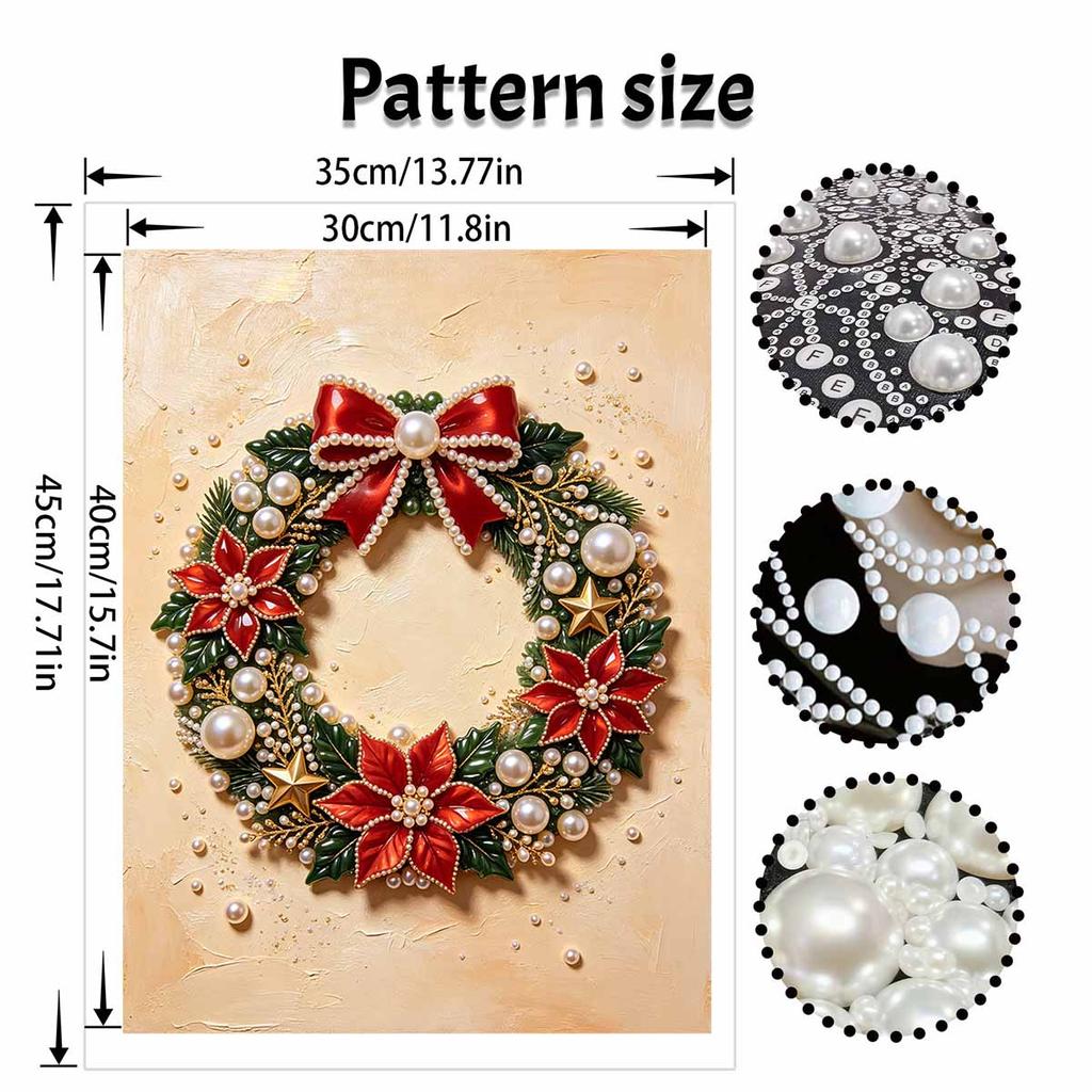 Christmas Pearl Painting Kit Handmade DIY Christmas Wreath Poinsettia Home Decoration Painting