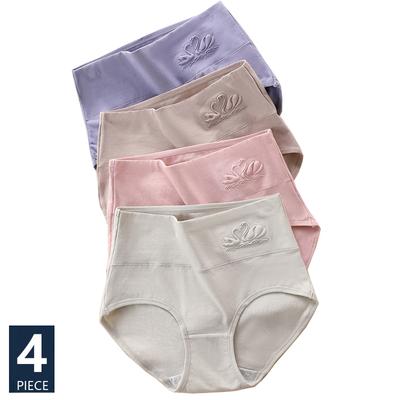 Большие размеры M-5XL, 4 шт., хлопковые трусики с высокой талией, женское нижнее белье с мягким принтом, трусы для девочек, сексуальное женское белье