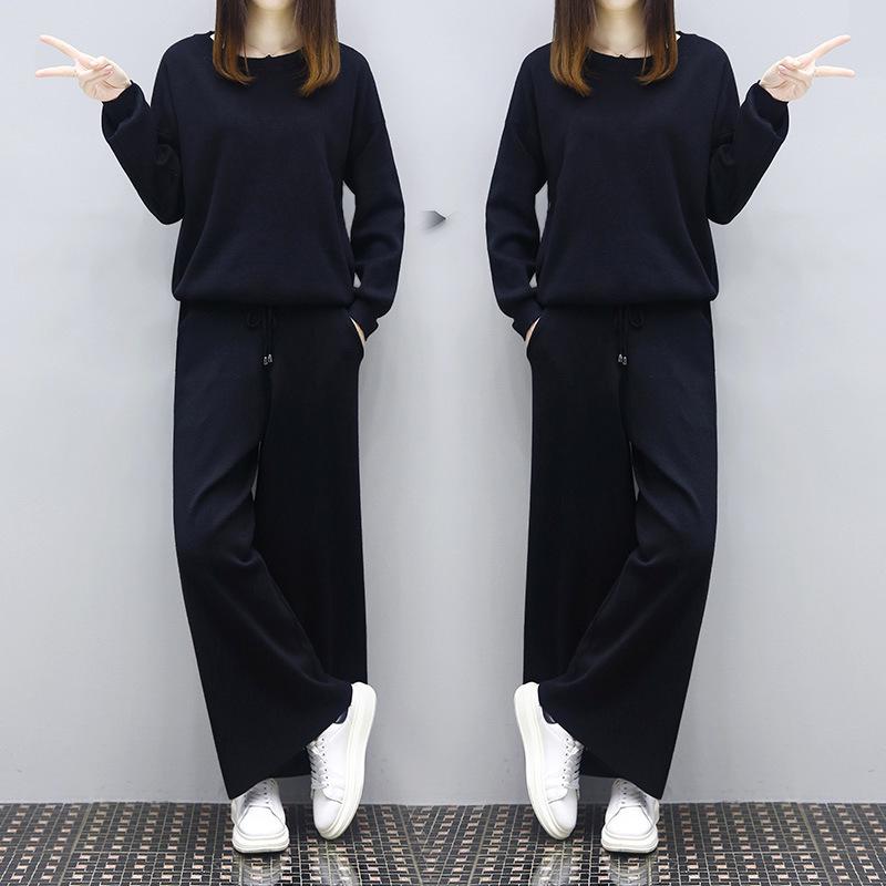 Женская повседневная мода весна 2025 года из двух частей: Свитер с длинными рукавами и шаровары