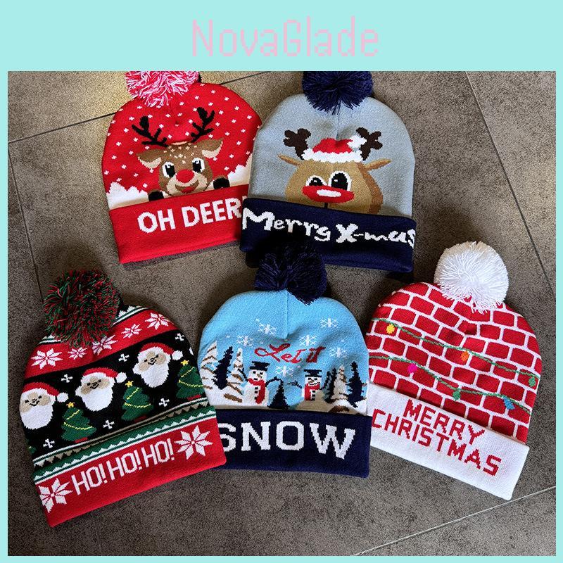 Милый лось снеговик Санта Клаус узор Рождественская тема Теплая вязаная шапка для взрослых Теплая зимняя праздничная мода