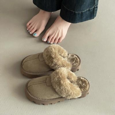 Ретро Мао Мао кружево толстая подошва сумка голова полушлепки женские осенне-зимние модные темпераментные замшевые для улицы повседневные Мао Мао шлепки