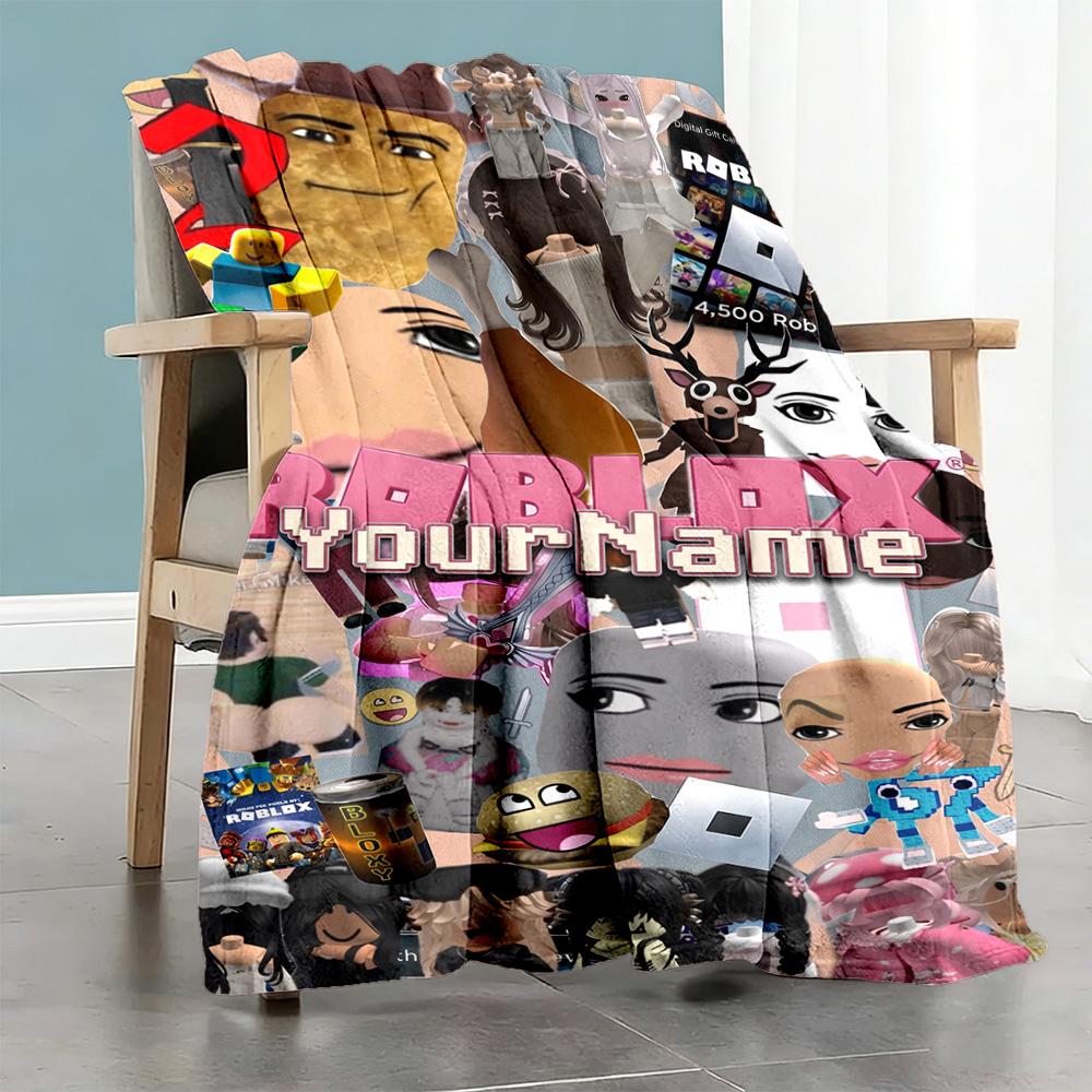 Roblox 14 Personalized Text Blanket Gift Personalized Blanket Comfortable Perfect for Home Decor Sofa Living Room Picnics Four Seasons Universal