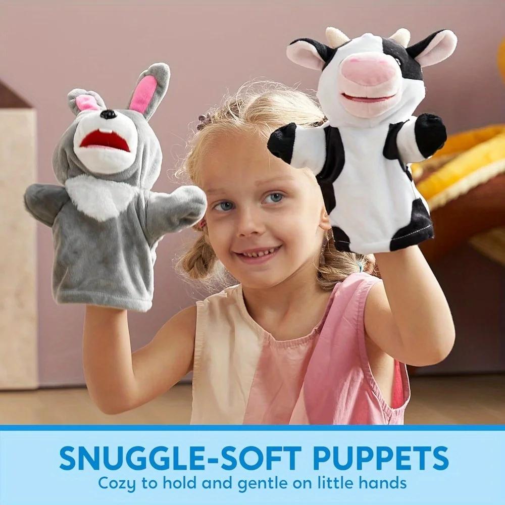 JOYFY 6 шт. Набор кукол-перчаток для детей с подвижным ртом, плюшевая игрушка-животное для шоу, театра, подарков на день рождения, наполнитель для пасхальной корзины