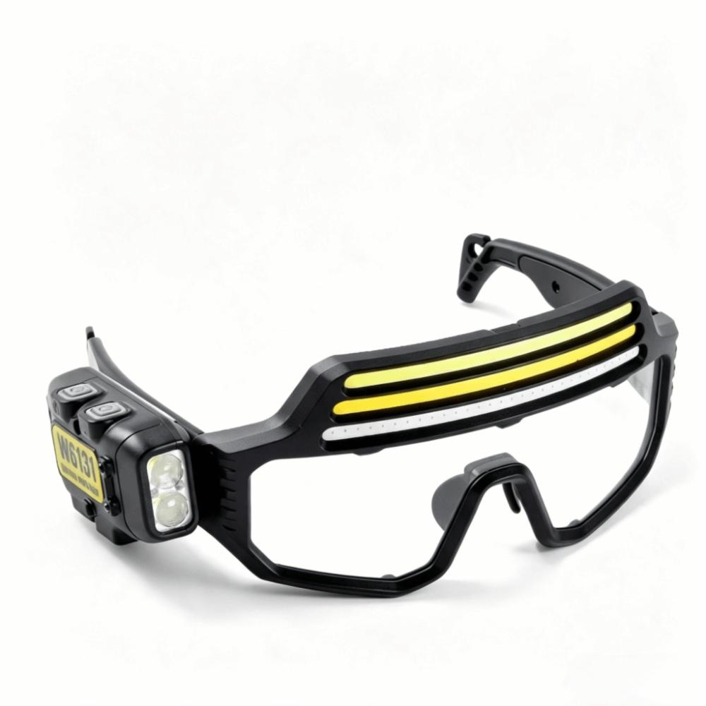 Waterproof Headlight Glasses Adjustable Goggle Light Hands-Free Headlamp Glasses  Biking