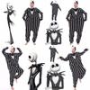 Cozy Nightmare Before Christmas Jack Pattern Sleepwear Jumpsuit With Hood And Tuxedo Design