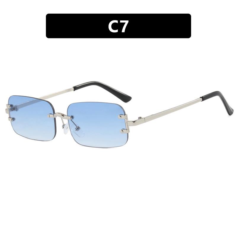 Frameless Sunglasses Small Frame Fashion Trimmed Sunglasses Spice Girl Same Sunscreen Sunglasses Women