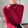 Autumn and Winter Half Turtleneck Bottoming Shirt Women's Sweater with Long Sleeves Andy Velvet Slim Knitted New Tight Top Middle Collar