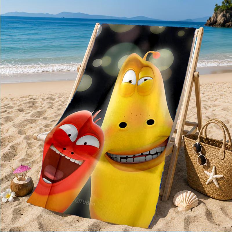 1PC Larva Microfiber Beach Towel, Soft Lightweight And Quick-Dry, Ideal for Summer Travel, Beach Essential, Swimming Pool Gift