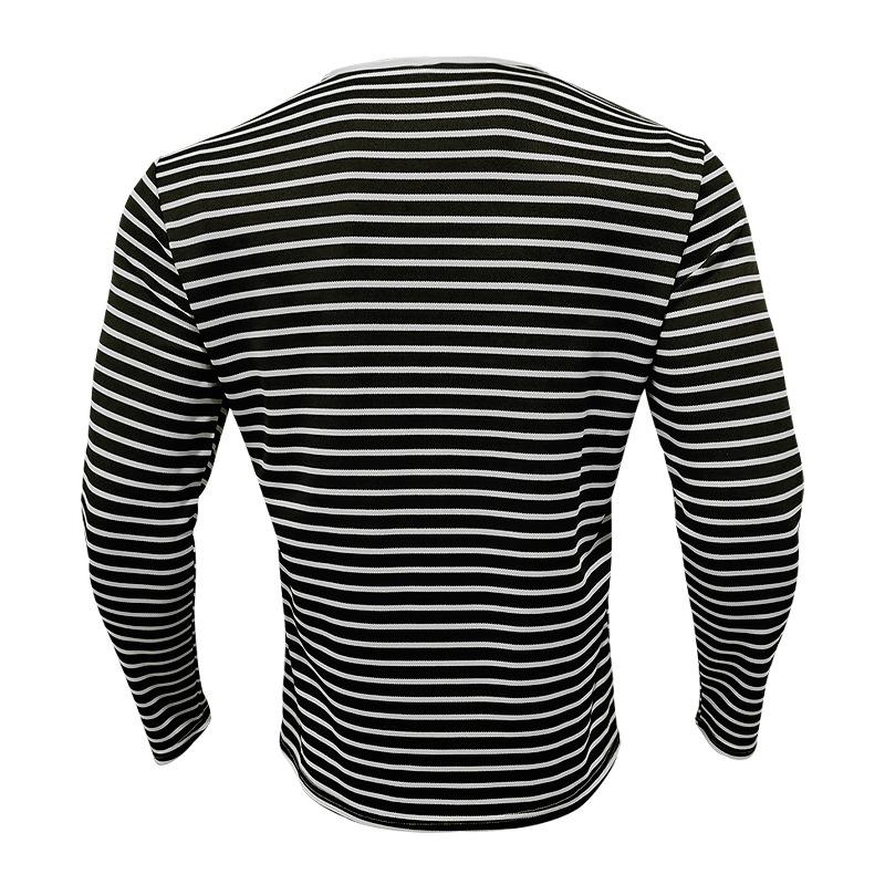 Spring Autumn Fashion Long Sleeve Men's T-shirts Button Henry Collar T Shirt For Men Vintage Striped Tees Tops