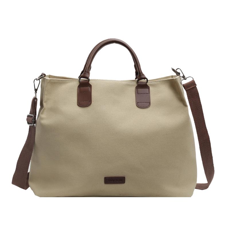 Women's Large Capacity Canvas Shoulder Bag Crossbody Pendulum Bags Basic Style Stitching Line