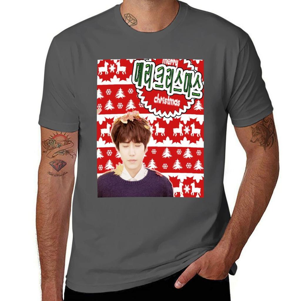 Merry Kpop Xmas Kyuhyun Tshirt Casual Holiday Short Sleeve Tee Tshirt