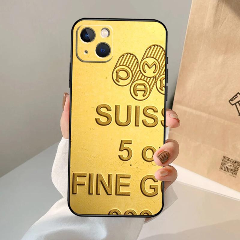 Швейцария Тонкий Золотой Чехол Для Телефона Для iPhone 17 Air 16 14 13 12 11 15 Pro Max 13 12 mini 15 16 Plus 16e Обложка Coque