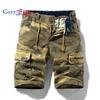 Уютные мужские шорты-карго, повседневные хлопковые камуфляжные шорты с несколькими карманами и эластичной резинкой на талии