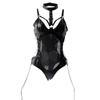 Сексуальное нижнее белье Новый патент из лакированной кожи Облегающая кожаная куртка Комплект для бондажа Королева Униформа Сексуальное влечение Костюм-искушение