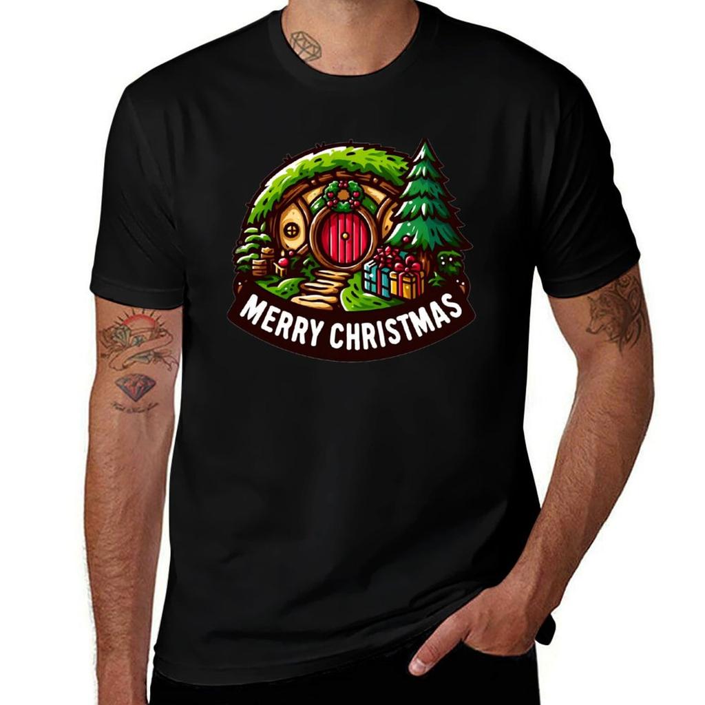 Merry Christmas Festive Fantasy Door Christmas Tshirt Halloween Casual Tshirt