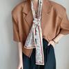 New Luxury Design Ribbon Silk Scarf Plaid Headband Neckerchief Foulard Female Hair Scarfs Neck Ties Lady Skinny Scarves