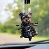 Acrylic Car Pendant Puppy Riding A Motorcycle Hanging Pendant with Lanyard Lightweight Rearview