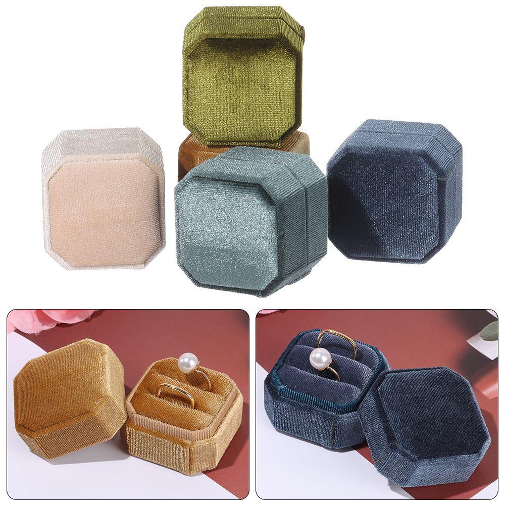 Octagon Square With Detachable Lid Ring Display Box Velvet Jewelry Box Double Ring Storage Box