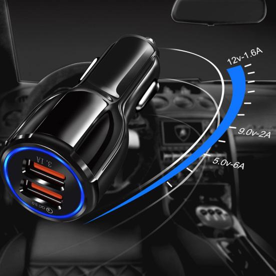 USB-зарядное устройство 12/24 В, универсальный светодиодный индикатор, двухпортовый, быстрая зарядка, QC3.0, автомобильное зарядное устройство для боулинга для автомобиля