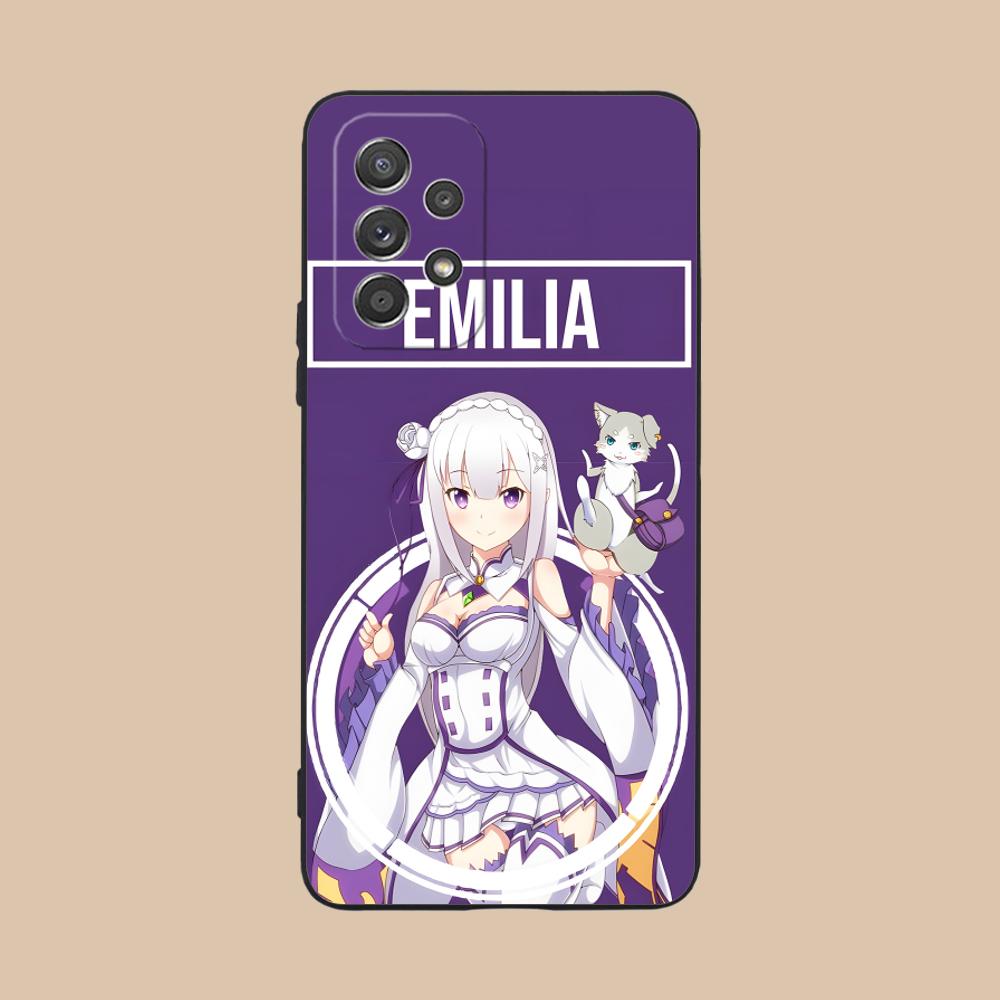 ReZero Emilia Waifu Matte TPU Mobile Phone Case for Samsung Galaxy M55 54 42 35 34 33 32 23 22 15 14 13 12 F55 5G Colorful Cover