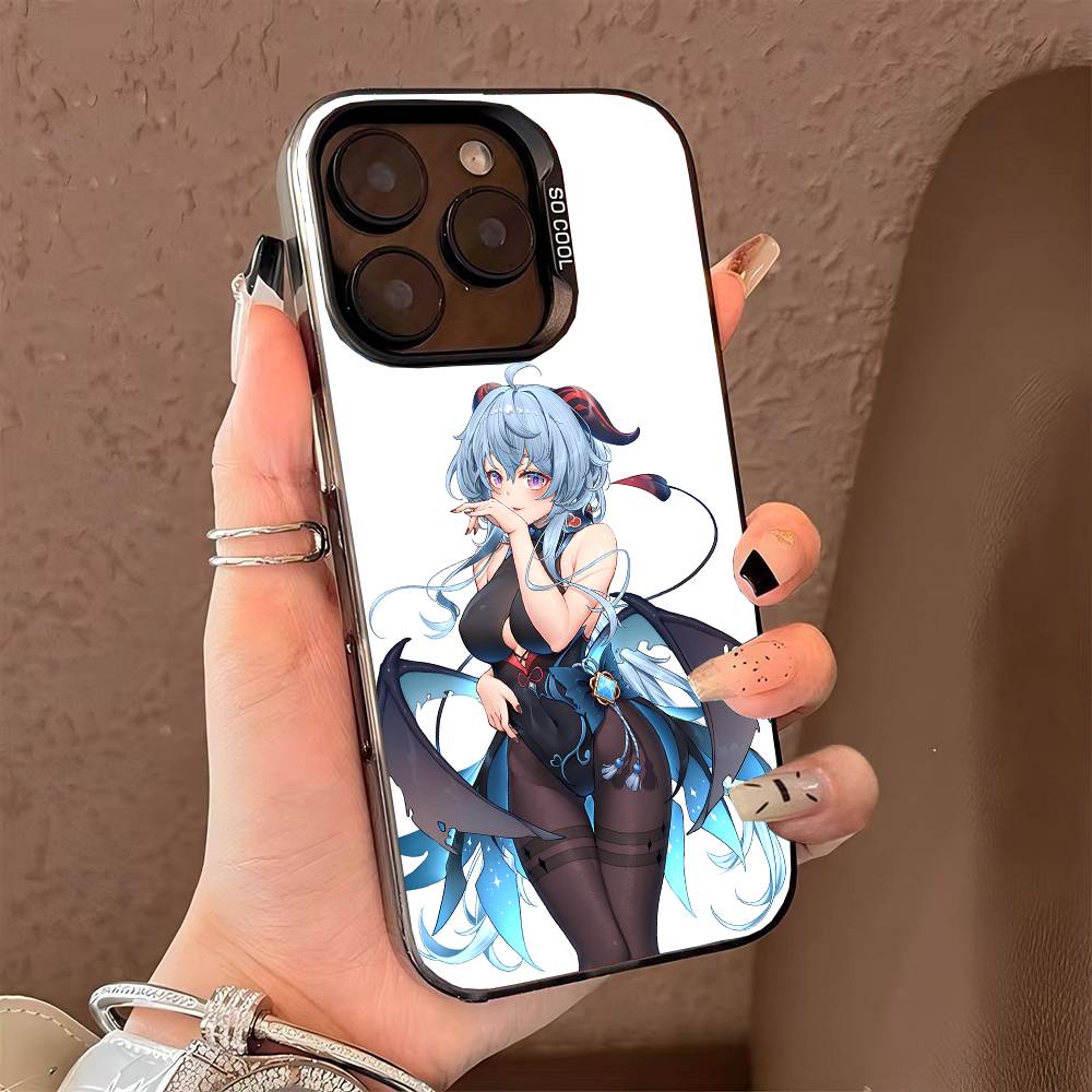 Чехол для телефона Ganyu Genshin Impact для iPhone 17 17Air 16 15 14 13 12 11 Pro Max Plus Цветной Серебристый