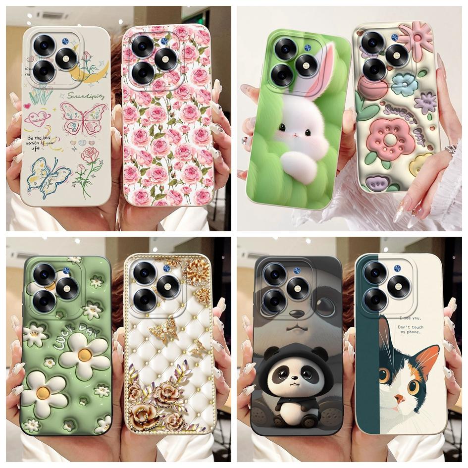 For Tecno Spark 20 Case KJ5 KJ5n Cover Cute Fashion Daisy Flower Soft Silicone Matte Funda For Tecno Spark 20 Pro 20C BG7 Bumper