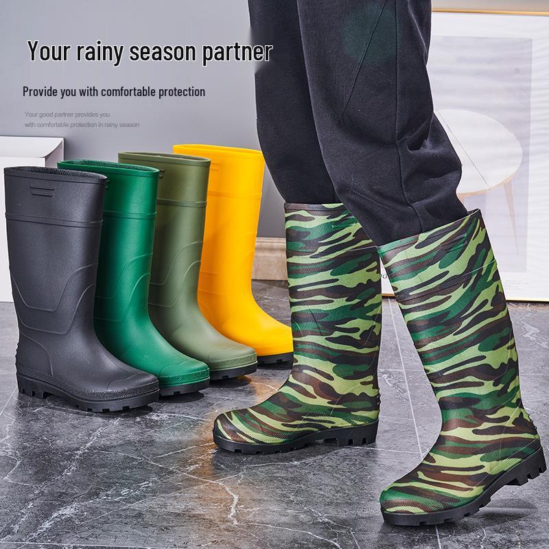 Мужские водонепроницаемые полусапоги, на флисовой подкладке, нескользящие, прочные резиновые ботинки.