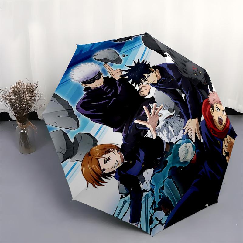 1pc Jujutsu Kaisen Anime Characters Umbrella Automatic Opening Closing, Portable 3-Fold Design, 8-Bone Iron Frame Outdoor Umbrella, Perfect Gift for F