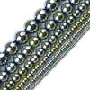 HGKLBB Round Hematite Beads Natural Stone 2/3/4/6/8/10mm Gold Color Plated Loose Beads Jewelry Bracelets Making DIY Accessories