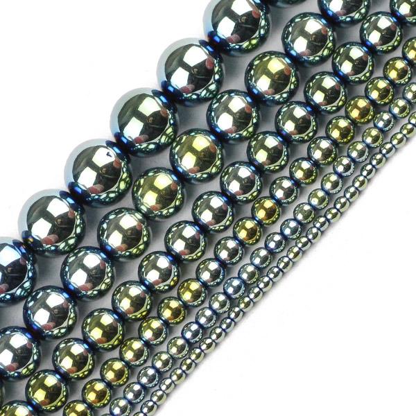 HGKLBB Round Hematite Beads Natural Stone 2/3/4/6/8/10mm Gold Color Plated Loose Beads Jewelry Bracelets Making DIY Accessories