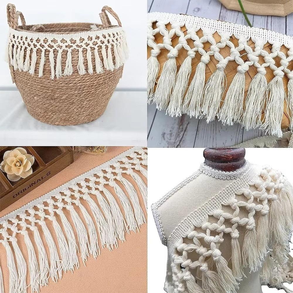1Yard 11cm Wide Tassel Trim Ribbon Boho Style Macrame Tassel Ribbon For Home Textile
