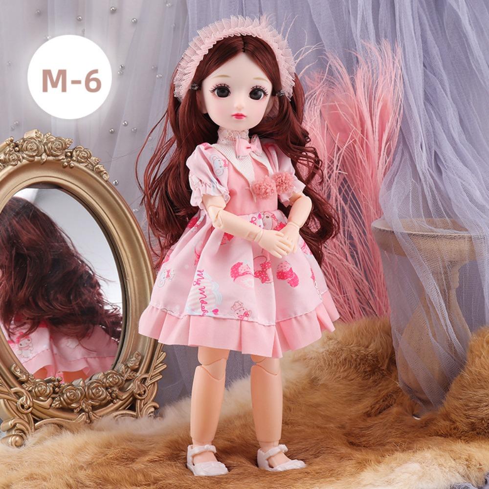 30cm BJD Doll 23 Moveable Joints Attractive Eyes Dress Up Anime Long Hair Toy