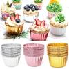 50pcs Baking Packaging Muffin Cups Paper Cake Cups Oil-Proof Waterproof Aluminum Foil Roll Mouth Cup High Temperature Resistance